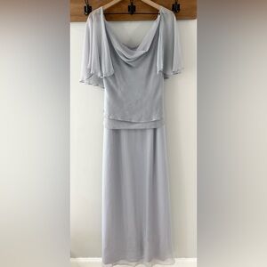 Cachet Women’s Gray Flutter Sleeve Full Length Formal Dress Size 16 NEW